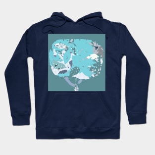 Denim tree fiber art in shades of blue gray white Hoodie